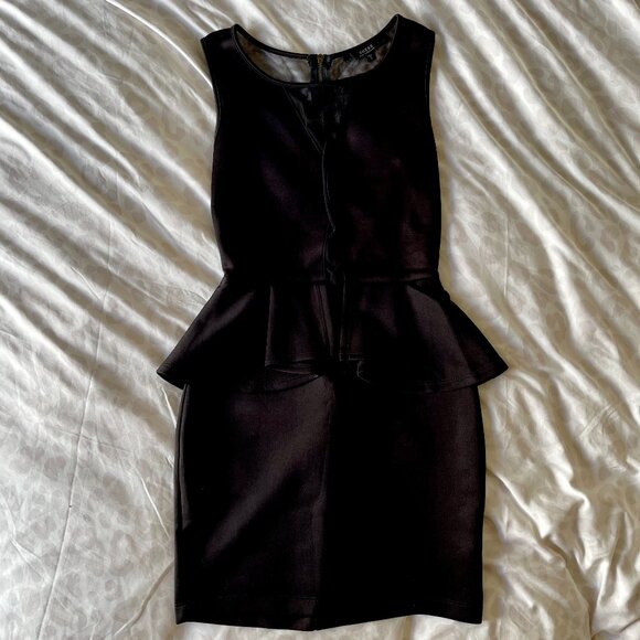 Vintage Guess Y2K Black Mesh Bodycon Dress – Plum Lining Stretch Clubwear (2-6) - Picture 1 of 8